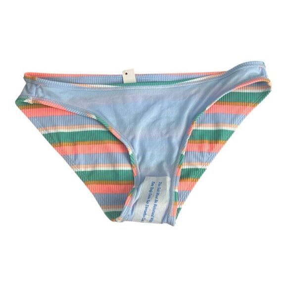 Xhilaration Bikini Bottom Women Size M Multicolor Stripe Cheeky Ribbed Blue Pink - Picture 5 of 9